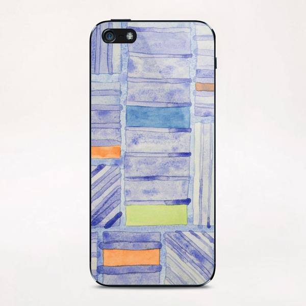 Blue Panel with Colorful Rectangles  iPhone & iPod Skin by Heidi Capitaine