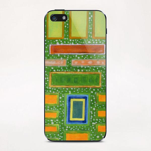 Filled Rectangles on Green Dotted Wall   iPhone & iPod Skin by Heidi Capitaine