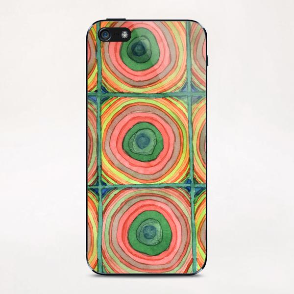 Grid with Psychedelic Rings  iPhone & iPod Skin by Heidi Capitaine