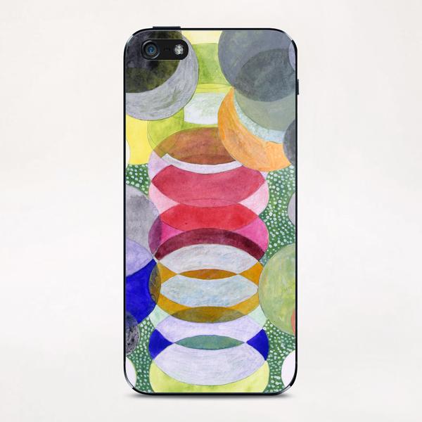 Overlapping Ovals and Circles on Green Dotted Ground iPhone & iPod Skin by Heidi Capitaine