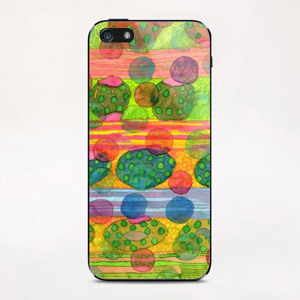 Round Shapes within and above horizontal Stripes  iPhone & iPod Skin by Heidi Capitaine