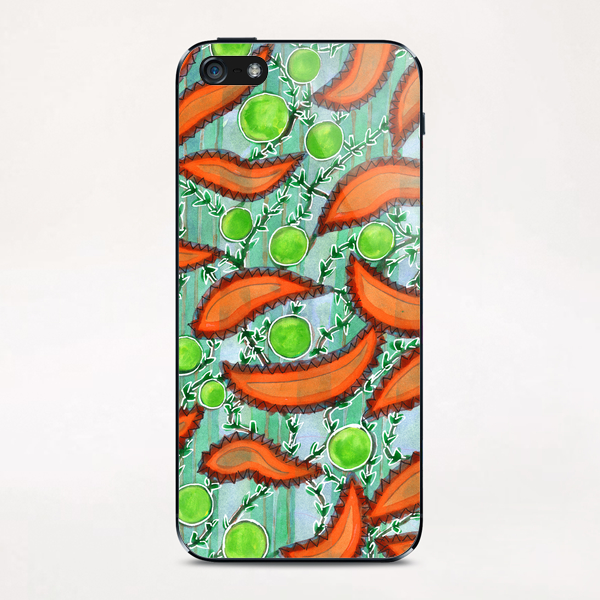 Hot Peppers and Crisp Peas Pattern  iPhone & iPod Skin by Heidi Capitaine