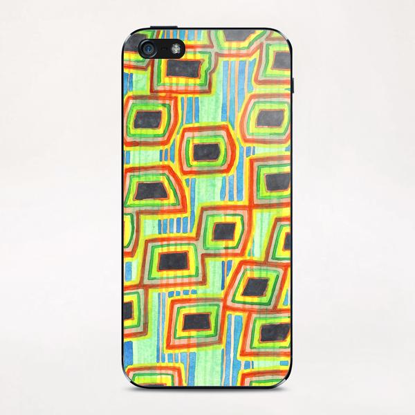 Connected Rectangle Shapes with Vertical Stripes Pattern  iPhone & iPod Skin by Heidi Capitaine
