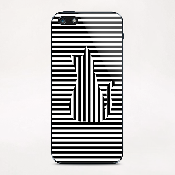 Cute Cat silhouette on Stripes 2 iPhone & iPod Skin by Divotomezove