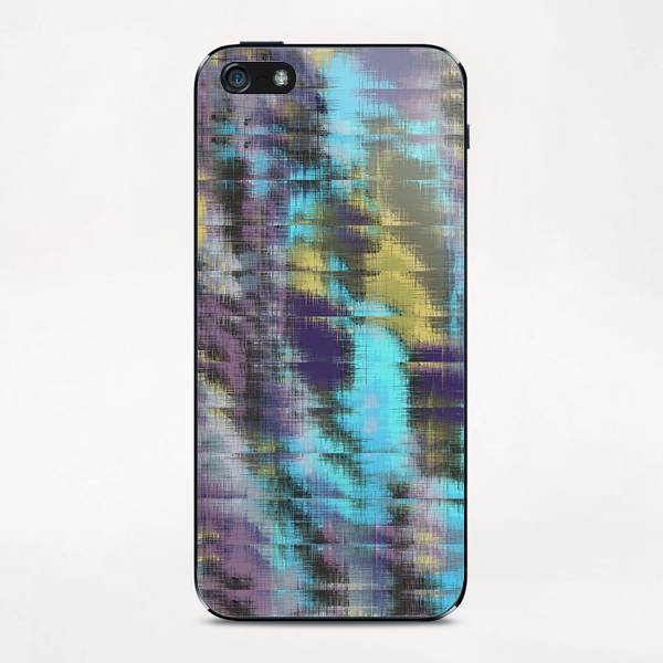 psychedelic geometric abstract pattern in blue yellow purple iPhone & iPod Skin by Timmy333