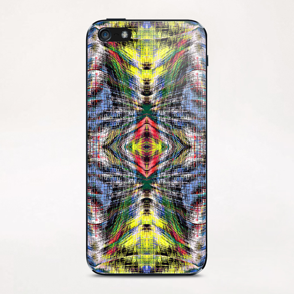 geometric symmetry pattern abstract background in blue yellow green red iPhone & iPod Skin by Timmy333