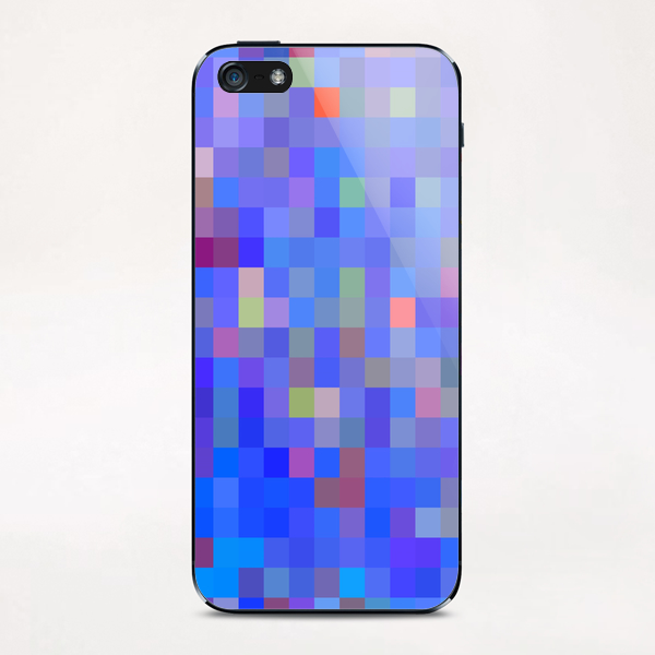 geometric square pixel pattern abstract in blue and pink iPhone & iPod Skin by Timmy333