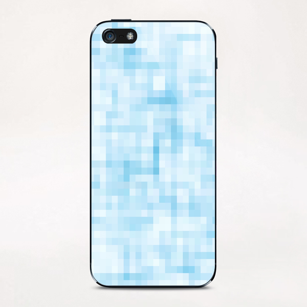 geometric square pixel pattern abstract in blue iPhone & iPod Skin by Timmy333