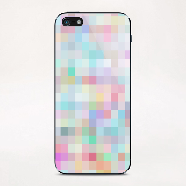 geometric square pixel pattern abstract in blue and pink iPhone & iPod Skin by Timmy333