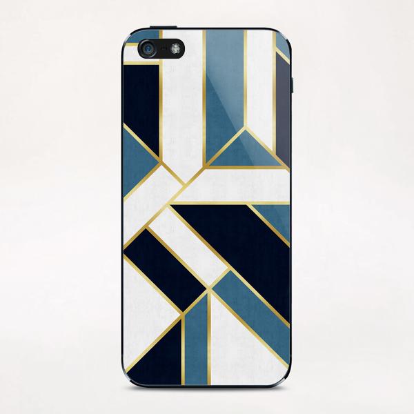 Blue and gold modern art iPhone & iPod Skin by Vitor Costa