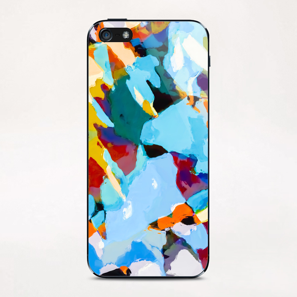 painting texture abstract in blue orange green yellow iPhone & iPod Skin by Timmy333