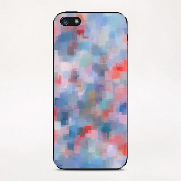 geometric square pattern abstract background in blue pink red iPhone & iPod Skin by Timmy333