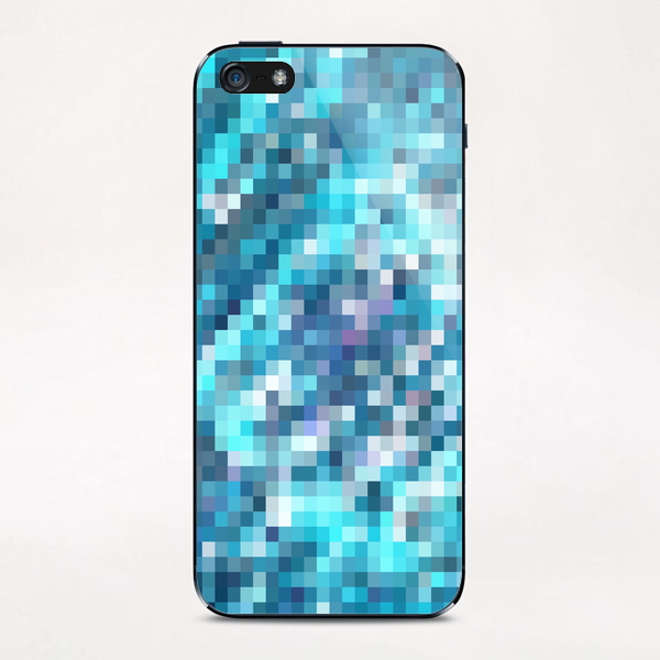 geometric square pixel pattern abstract in blue iPhone & iPod Skin by Timmy333