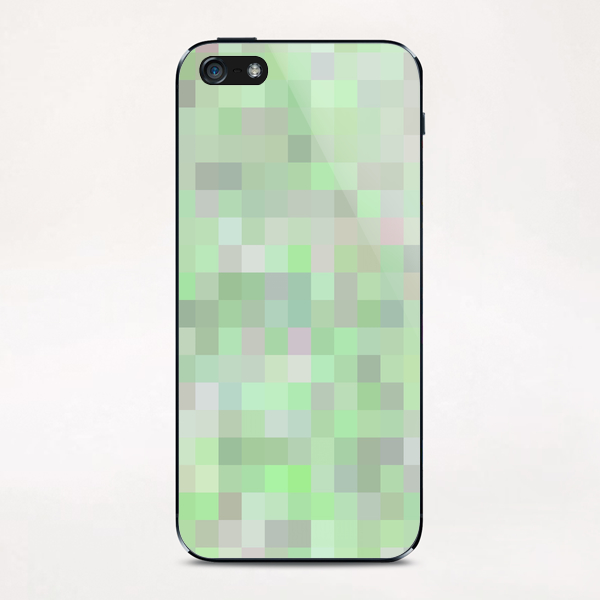 geometric square pixel pattern abstract in green and pink iPhone & iPod Skin by Timmy333