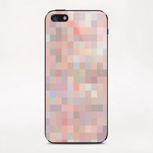geometric square pixel pattern abstract in pink and blue iPhone & iPod Skin by Timmy333
