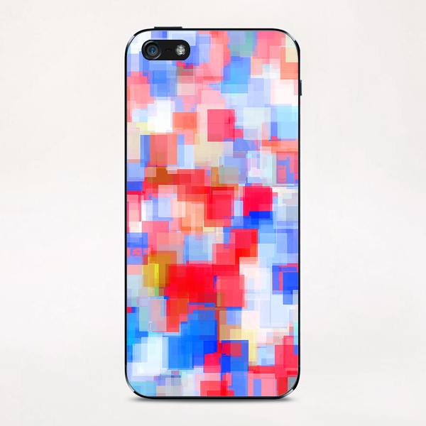 geometric square pattern abstract background in red and blue iPhone & iPod Skin by Timmy333
