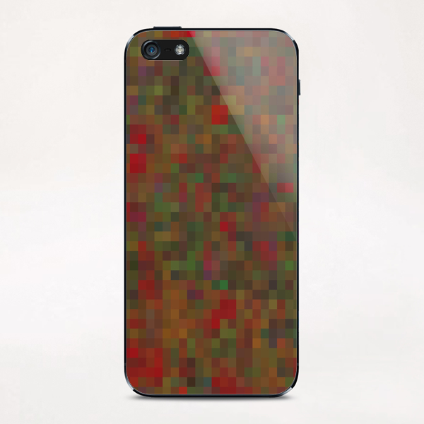 geometric square pixel pattern abstract background in red green orange iPhone & iPod Skin by Timmy333