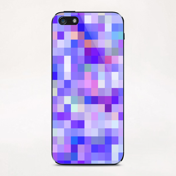 geometric square pixel pattern abstract background in blue pink purple iPhone & iPod Skin by Timmy333