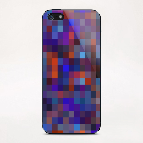 geometric square pixel pattern abstract background in blue purple orange iPhone & iPod Skin by Timmy333