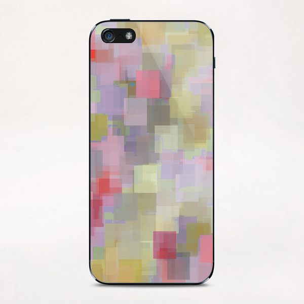 geometric square pattern abstract background in pink blue green iPhone & iPod Skin by Timmy333