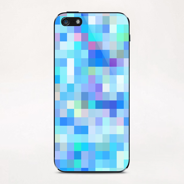geometric square pixel pattern abstract background in blue pink purple iPhone & iPod Skin by Timmy333