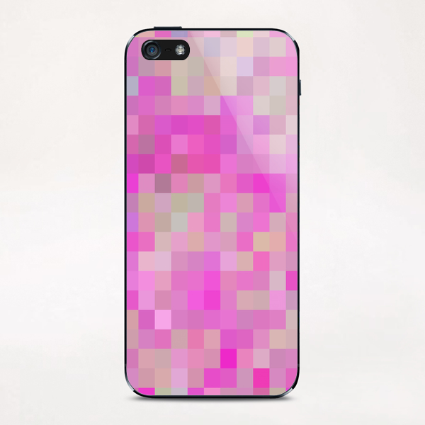geometric square pixel pattern abstract background in pink blue green iPhone & iPod Skin by Timmy333