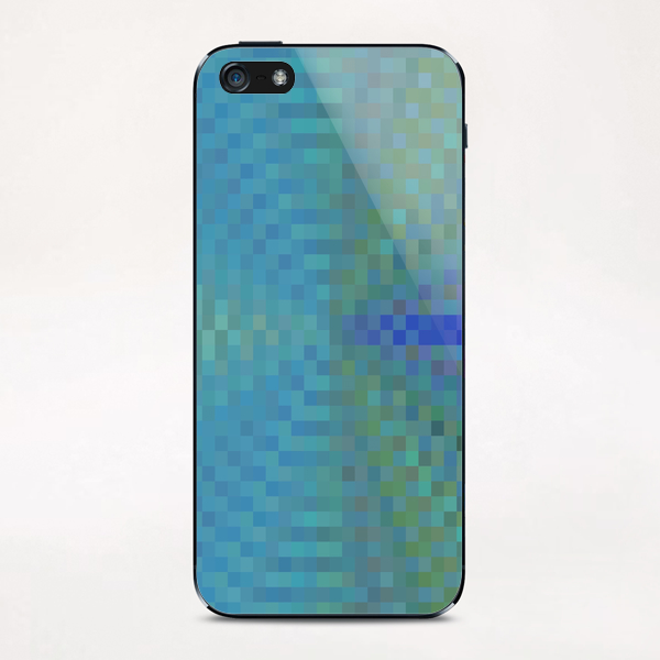 geometric square pixel pattern abstract background in blue and green iPhone & iPod Skin by Timmy333