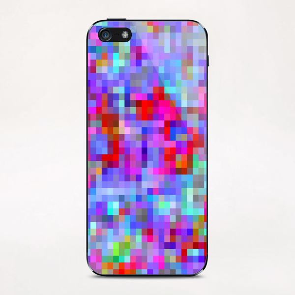 geometric square pixel pattern abstract background in pink blue purple iPhone & iPod Skin by Timmy333