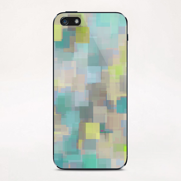 geometric square pattern abstract background in yellow and green iPhone & iPod Skin by Timmy333