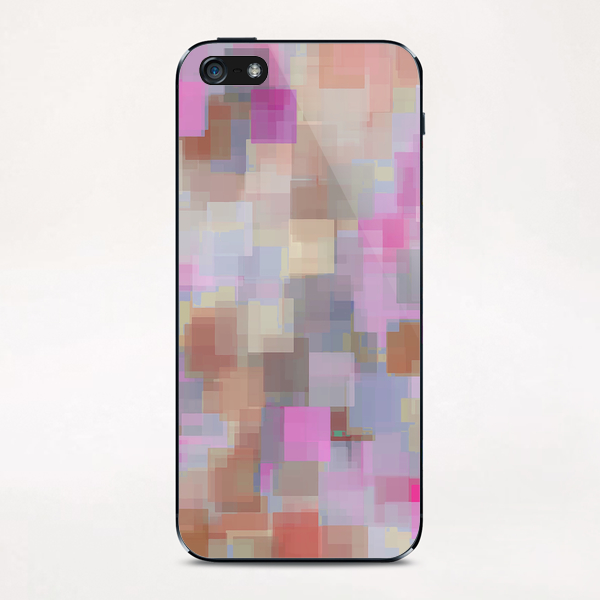 geometric square pattern abstract background in pink brown purple iPhone & iPod Skin by Timmy333