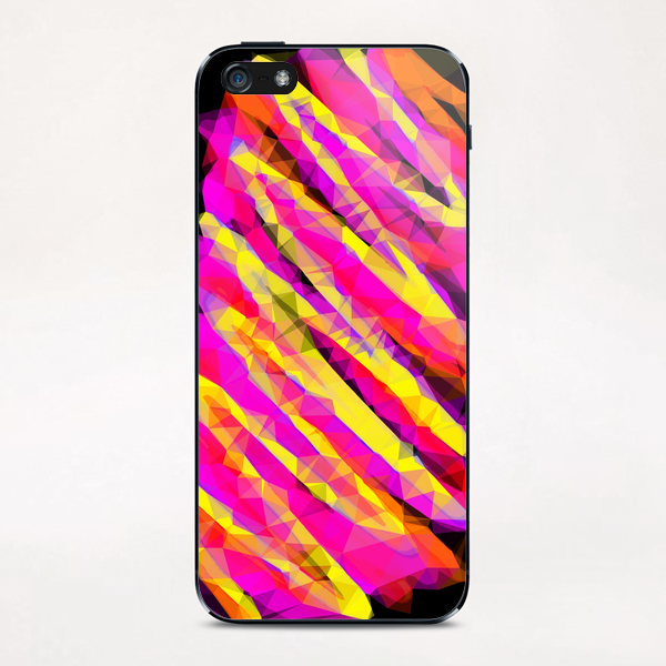psychedelic geometric polygon abstract in pink yellow orange black iPhone & iPod Skin by Timmy333