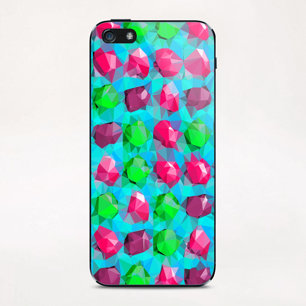 geometric polygon abstract pattern in pink blue green iPhone & iPod Skin by Timmy333