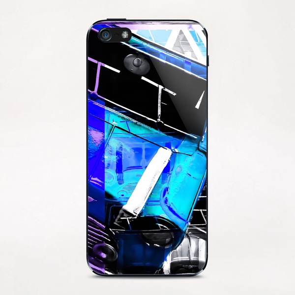 psychedelic Mini Cooper blue sport car abstract background iPhone & iPod Skin by Timmy333