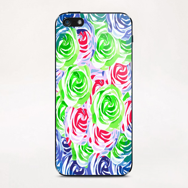 colorful rose pattern abstract in pink green blue iPhone & iPod Skin by Timmy333