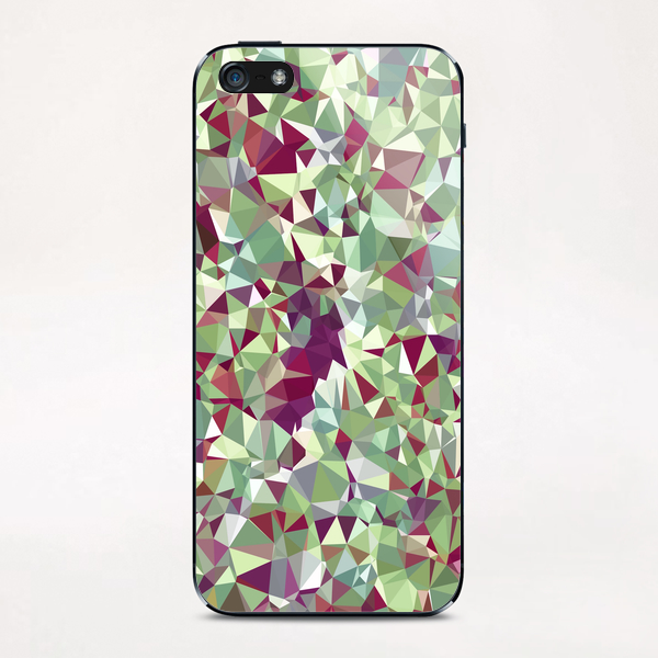 geometric triangle pattern abstract in green red iPhone & iPod Skin by Timmy333