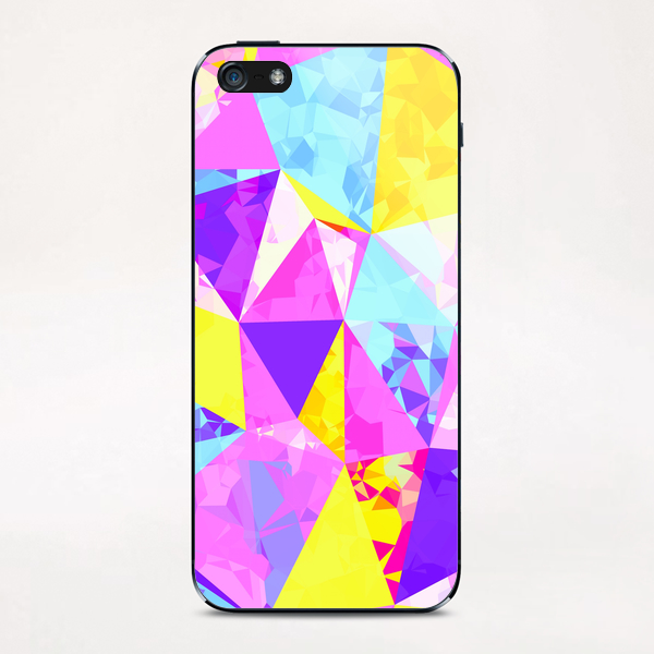 geometric triangle polygon pattern abstract in pink purple blue yellow iPhone & iPod Skin by Timmy333