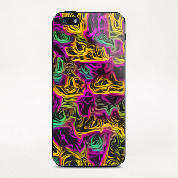 psychedelic painting texture abstract background in pink yellow blue iPhone & iPod Skin by Timmy333