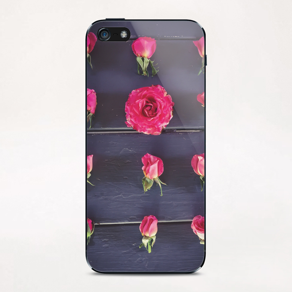 fresh and beautiful pink roses with wood background iPhone & iPod Skin by Timmy333