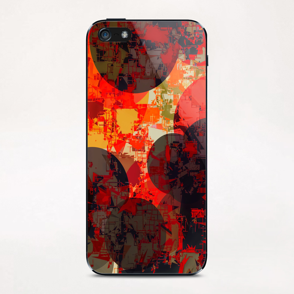 geometric circle pattern abstract in orange and red iPhone & iPod Skin by Timmy333