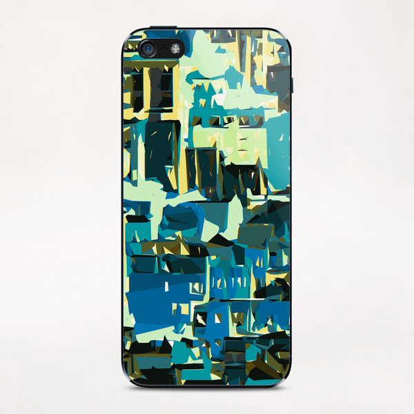 blue yellow green and dark blue painting abstract background iPhone & iPod Skin by Timmy333