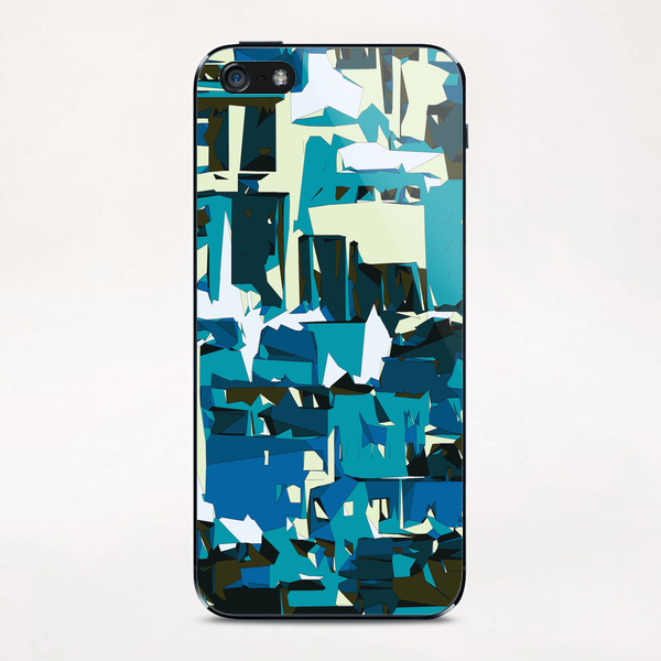 green blue yellow and dark blue painting abstract background iPhone & iPod Skin by Timmy333