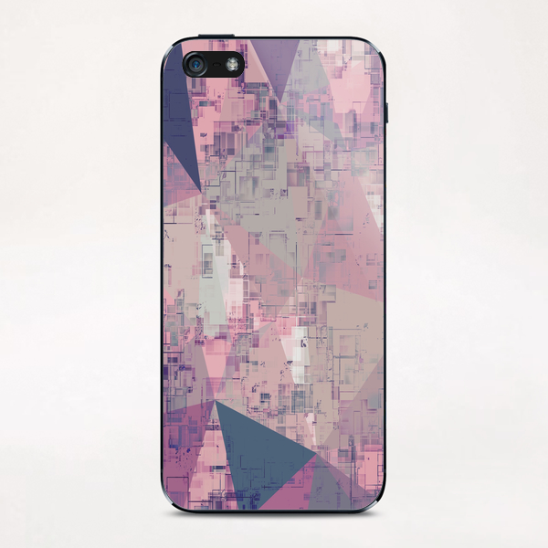 psychedelic geometric triangle polygon pattern abstract in pink and purple iPhone & iPod Skin by Timmy333
