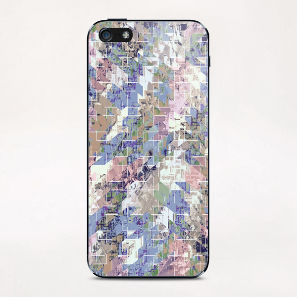 geometric square pattern abstract background in blue pink brown iPhone & iPod Skin by Timmy333
