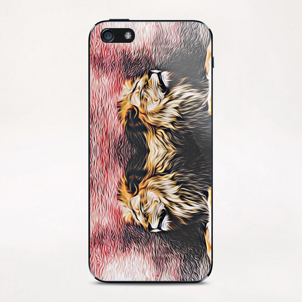 lions sleeping with red background iPhone & iPod Skin by Timmy333