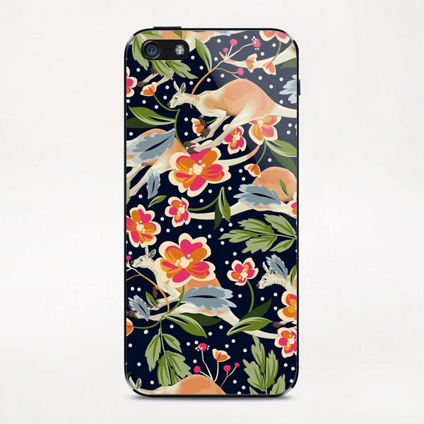 Pattern flowers and kangaroo iPhone & iPod Skin by mmartabc