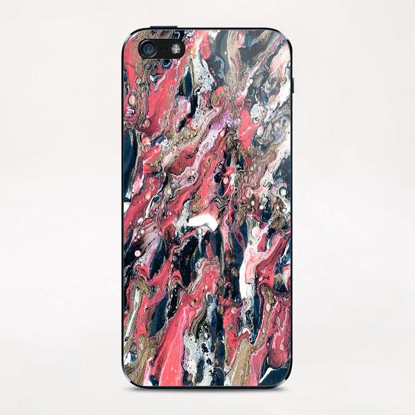 Prussian Blue, Gold Glitter, and Coral Pink Marble iPhone & iPod Skin by Lisa Guen Design
