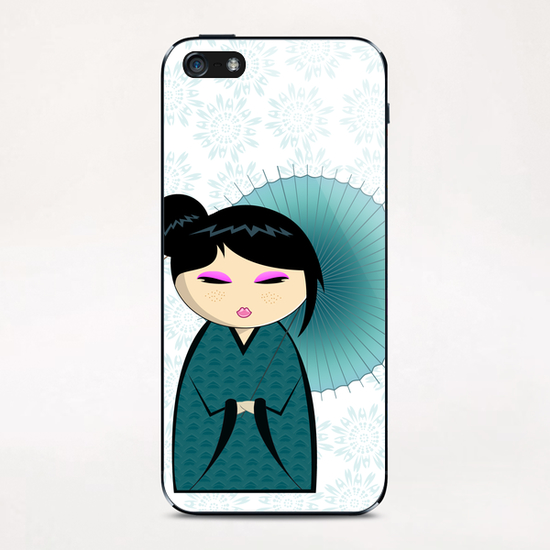 Blue umbrella iPhone & iPod Skin by PIEL Design