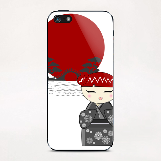 Grey and white kokeshi iPhone & iPod Skin by PIEL Design
