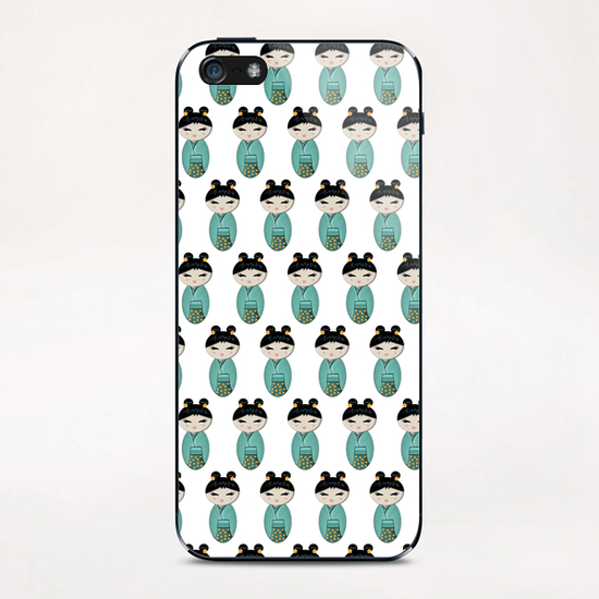 Multi green kokeshi iPhone & iPod Skin by PIEL Design