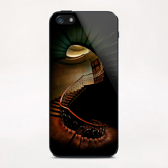 Spiral staircase in green and red iPhone & iPod Skin by Jarek Blaminsky